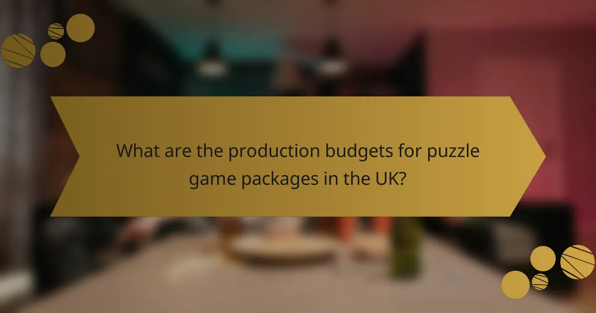What are the production budgets for puzzle game packages in the UK?
